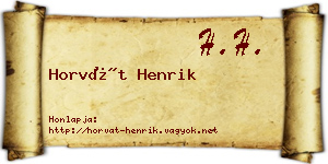 Horvát Henrik névjegykártya
